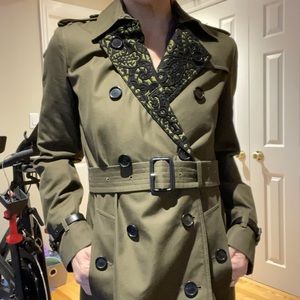 Burberry olive and lace trench coat